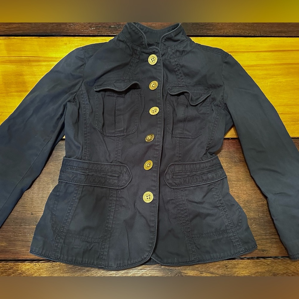 Michael Kors Size 2 Women’s Navy Fitted Jacket with Gold Buttons